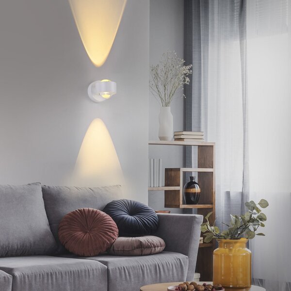 JUST LIGHT. GmbH Φωτιστικό τοίχου LED με μπαταρία Chia, λευκό, σίδερο, 3.000 K, ρυθμιζόμενος, Λευκό, Σαλόνι / τραπεζαρία, Μέταλλο, σύγχρονο