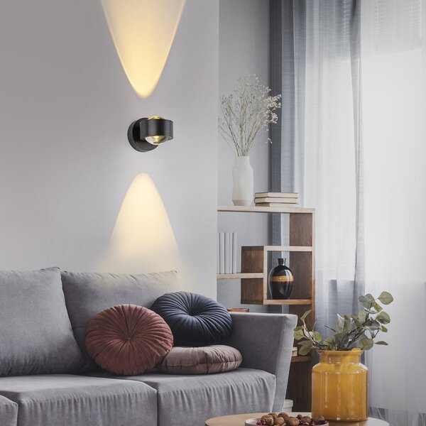 JUST LIGHT. GmbH LED-Ακку-Wandleuchte Chia μαύρο σίδερο 3.000 K, ρυθμιζόμενος, Μαύρο, Σαλόνι / τραπεζαρία, Μέταλλο, σύγχρονο