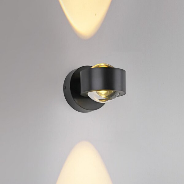 JUST LIGHT. GmbH LED-Ακку-Wandleuchte Chia μαύρο σίδερο 3.000 K, ρυθμιζόμενος, Μαύρο, Σαλόνι / τραπεζαρία, Μέταλλο, σύγχρονο