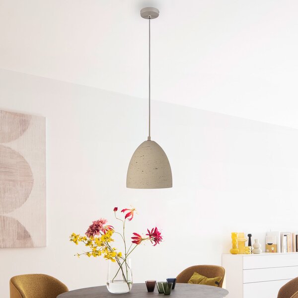 Schöner Wohnen Κρεμαστό φωτιστικό Traventa, μπεζ, Ø 21 cm, E27, ρυθμιζόμενος, Μπεζ, Σαλόνι / τραπεζαρία, Σκυρόδεμα, Μεσογειακός