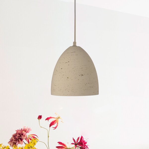 Schöner Wohnen Κρεμαστό φωτιστικό Traventa, μπεζ, Ø 21 cm, E27, ρυθμιζόμενος, Μπεζ, Σαλόνι / τραπεζαρία, Σκυρόδεμα, Μεσογειακός