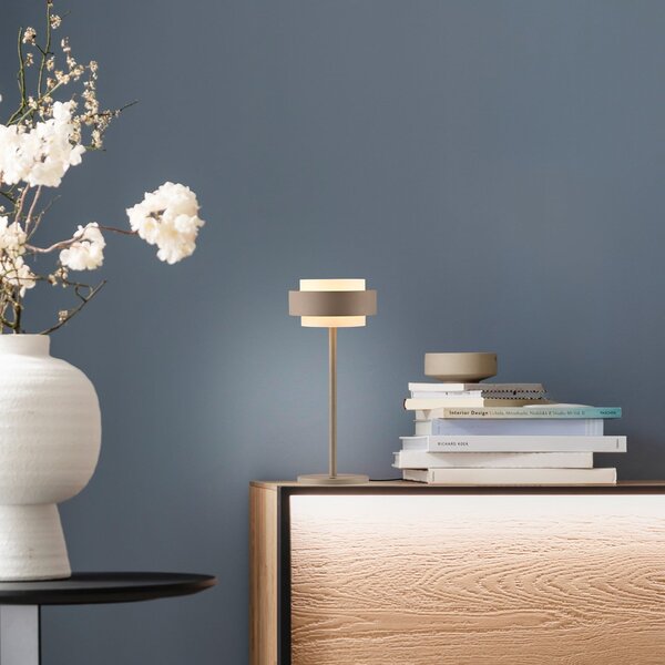 Schöner Wohnen LED επιτραπέζια λάμπα Elmo, Sandbrise, 3000 K Dimmer, ρυθμιζόμενος, Μπεζ, Σαλόνι / τραπεζαρία, Μέταλλο, σύγχρονο