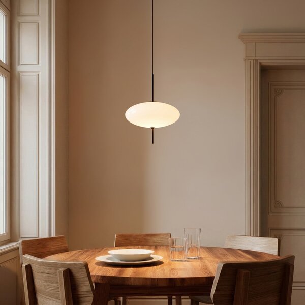 Lindby Κρεμαστό φωτιστικό Hikari, Ø 30 cm, λευκό, γυαλί, E14, ρυθμιζόμενος, Λευκό, Σαλόνι / τραπεζαρία, Γυαλί, σύγχρονο