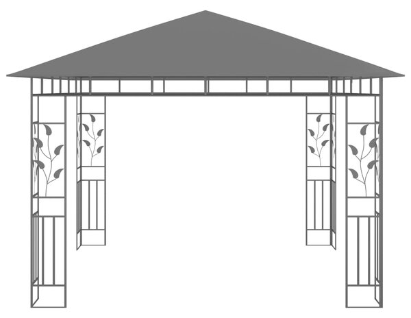 VidaXL Κιόσκι με Σήτα και Φωτάκια LED Ανθρακί 3 x 3 x 2,73 μ