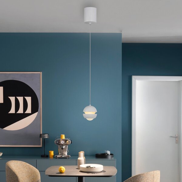 Schöner Wohnen Κρεμαστό φωτιστικό LED Lini, λευκό, 1 φως, 3.000 K, Λευκό, Σαλόνι / τραπεζαρία, Πλαστικό, σύγχρονο