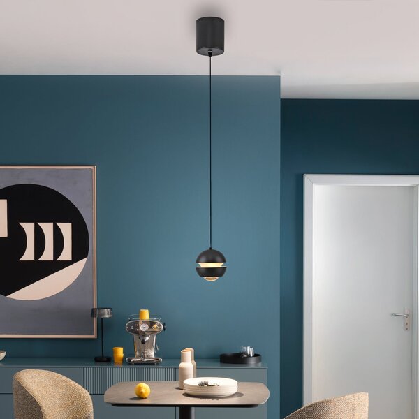 Schöner Wohnen Κρεμαστό φωτιστικό LED Lini, μαύρο, 1 φως, 3.000K, Μαύρο, Σαλόνι / τραπεζαρία, Πλαστικό, σύγχρονο