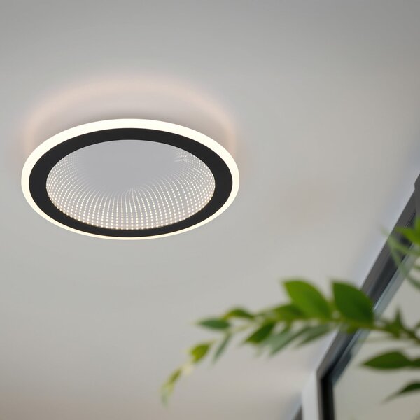 Reality Leuchten Φωτιστικό οροφής LED Glace, μαύρο, CCT, ρυθμιζόμενο, μέταλλο, ρυθμιζόμενος, Μαύρο, Σαλόνι / τραπεζαρία, Μέταλλο, σύγχρονο