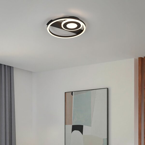 Reality Leuchten Φωτιστικό οροφής LED Horus, μαύρο, 2.500 lm, 3.000 K, μέταλλο, ρυθμιζόμενος, Μαύρο, Σαλόνι / τραπεζαρία, Μέταλλο, σύγχρονο