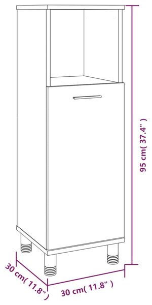 VidaXL Ντουλάπι Μπάνιου Γκρι Sonoma 30x30x95 εκ. Επεξεργασμένο Ξύλο