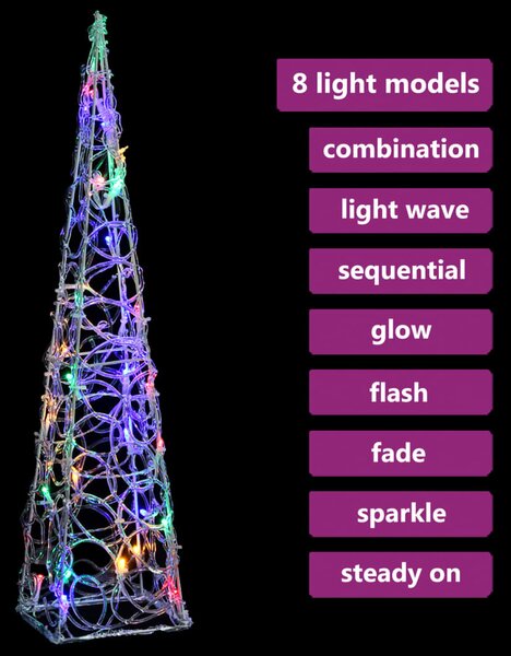 VidaXL Κώνος Διακοσμητικός LED Ακρυλικός Πολύχρωμος 60 εκ