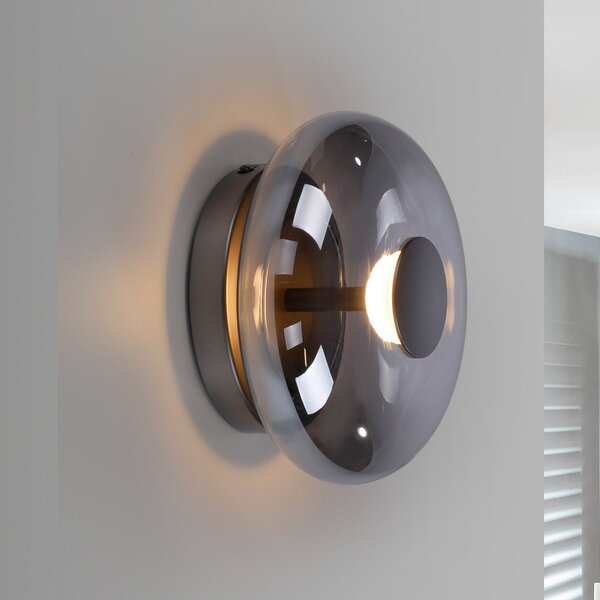 Schöner Wohnen LED-Deckenlampe Posh, καπνιστό γυαλί, 3.000 K, ρυθμιζόμενος, Γκρι, Σαλόνι / τραπεζαρία, Γυαλί, σύγχρονο