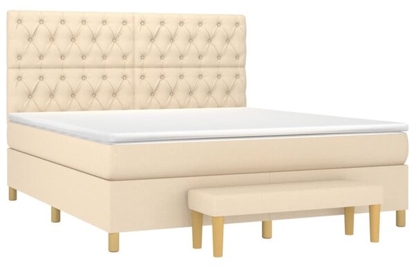 VidaXL Κρεβάτι Boxspring με Στρώμα Κρεμ 160x200 εκ. Υφασμάτινο