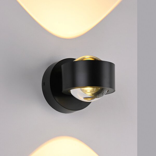 Schöner Wohnen LED-Wandlampe Chia, μαύρο, 3.000 K, up/down, Μαύρο, Σαλόνι / τραπεζαρία, Πλαστικό, σύγχρονο