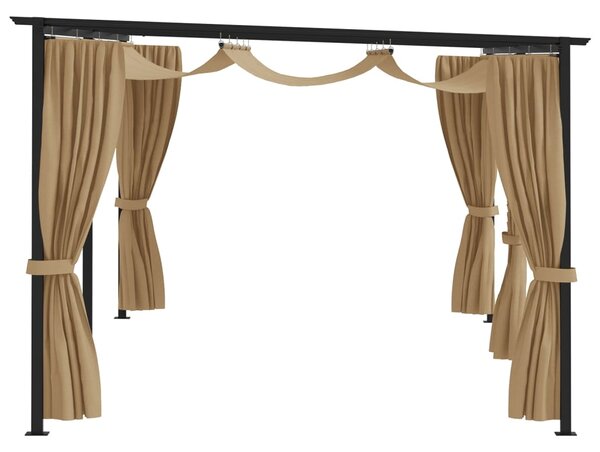 313900 vidaXL Gazebo with Curtains 6x3 m Taupe Steel (not for individual sales / blocked all in blockcades)