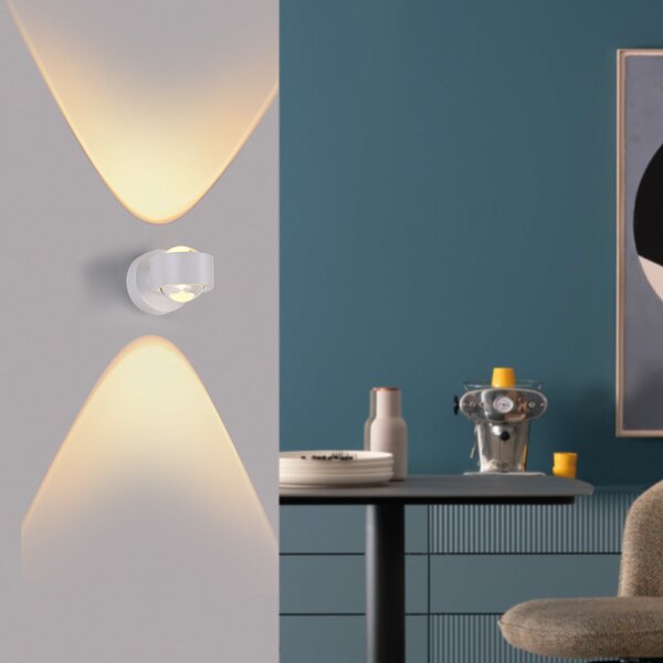 Schöner Wohnen Φωτιστικό τοίχου LED Chia, λευκό, 3.000 K, up/down, Λευκό, Σαλόνι / τραπεζαρία, Πλαστικό, σύγχρονο