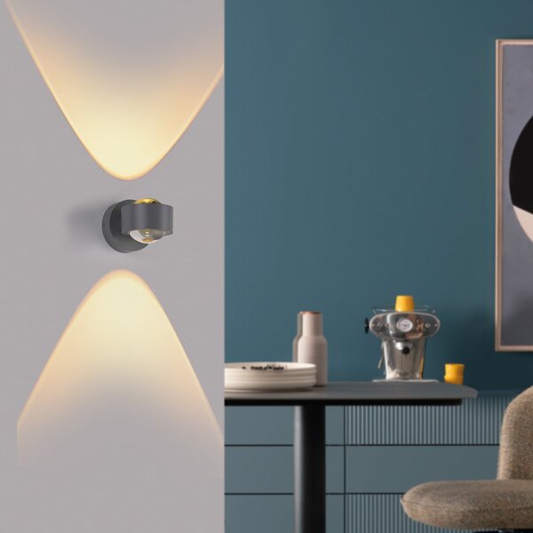 Schöner Wohnen LED-Wandlampe Chia, ασημί, 3.000 K, up/down, Μεταλλικό, Σαλόνι / τραπεζαρία, Πλαστικό, σύγχρονο
