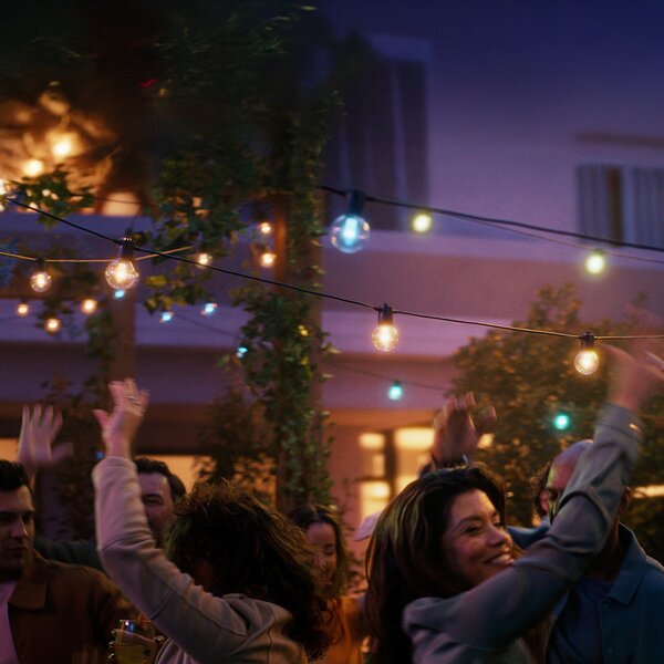 Philips Hue LED-Φωτιστική αλυσίδα Festavia Globe 14m 20 flg. IP65, ρυθμιζόμενος, Μαύρο, Μέταλλο, σύγχρονο