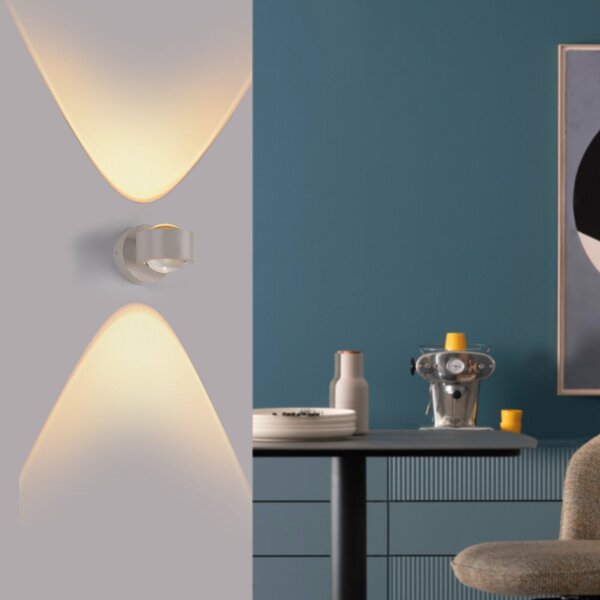 Schöner Wohnen LED-Wandlampe Chia, sandbrise 3.000 K up/down, Μπεζ, Σαλόνι / τραπεζαρία, Πλαστικό, σύγχρονο