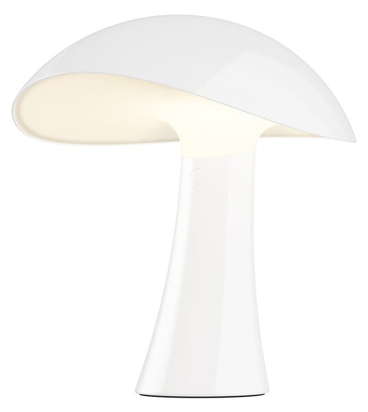 Louis Poulsen LED-Akkutischleuchte Rumee 220, λευκό, IP44, ρυθμιζόμενος, Λευκό, Σαλόνι / τραπεζαρία, Πλαστικό, Σκανδιναβικό