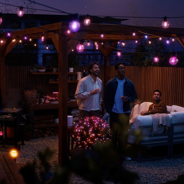 Philips Hue LED-Φωτιστική αλυσίδα Festavia Globe 14m 20 flg. IP65, ρυθμιζόμενος, Μαύρο, Μέταλλο, σύγχρονο