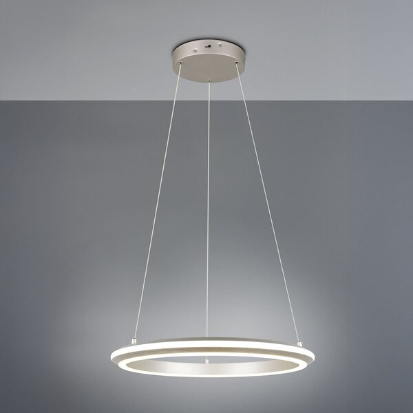 Trio Lighting Κρεμαστό φωτιστικό LED Amador, Ø 45 cm, χρώμα νικελίου, μέταλλο, CCT, ρυθμιζόμενος, Μεταλλικό, Σαλόνι / τραπεζαρία, Μέταλλο, σύγχρονο