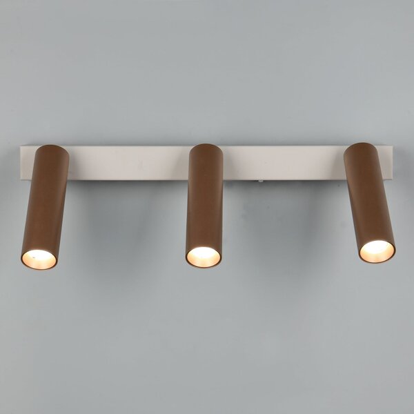 Trio Lighting LED-Deckenstrahler Ambala. Μήκος 44 cm, γκρι/καφέ, 3-flg., ρυθμιζόμενος, Καφέ / Σκουριάς, Σαλόνι / τραπεζαρία, Μέταλλο, σύγχρονο