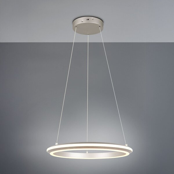 Trio Lighting Κρεμαστό φωτιστικό LED Amador, Ø 45 cm, χρώμα νικελίου, μέταλλο, CCT, ρυθμιζόμενος, Μεταλλικό, Σαλόνι / τραπεζαρία, Μέταλλο, σύγχρονο