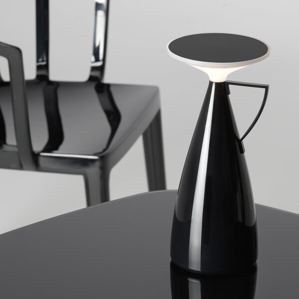 Kartell LED φορητή επιτραπέζια λάμπα Camomille, μαύρη, ύψος 24 cm, ρυθμιζόμενος, Μαύρο, Σαλόνι / τραπεζαρία, Πλαστικό, σχεδιασμός