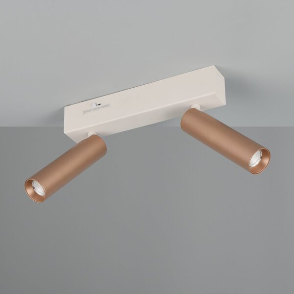 Trio Lighting LED-Deckenstrahler Ambala, μήκος 26 cm, γκρι/καφέ, 2-flg., ρυθμιζόμενος, Καφέ / Σκουριάς, Σαλόνι / τραπεζαρία, Μέταλλο, σύγχρονο