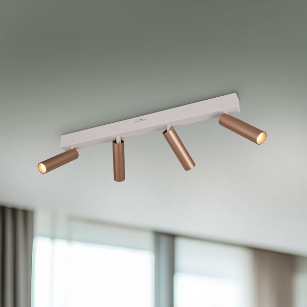 Trio Lighting LED σποτ οροφής Ambala, μήκος 65 cm, γκρι/καφέ, 4 φτερά., ρυθμιζόμενος, Καφέ / Σκουριάς, Σαλόνι / τραπεζαρία, Μέταλλο, σύγχρονο