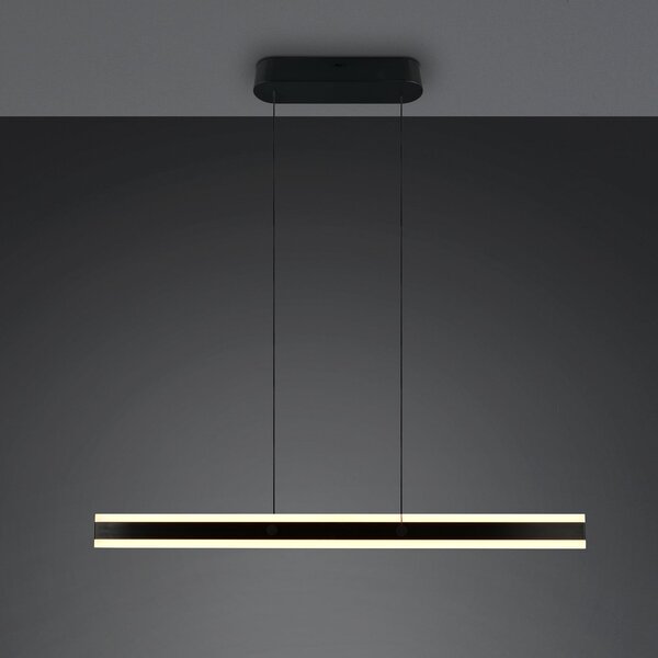 Trio Lighting Κρεμαστή λάμπα LED Arcola, μαύρη, μήκος 115 cm, CCT, 2 φτερά., ρυθμιζόμενος, Μαύρο, Σαλόνι / τραπεζαρία, Μέταλλο, σύγχρονο