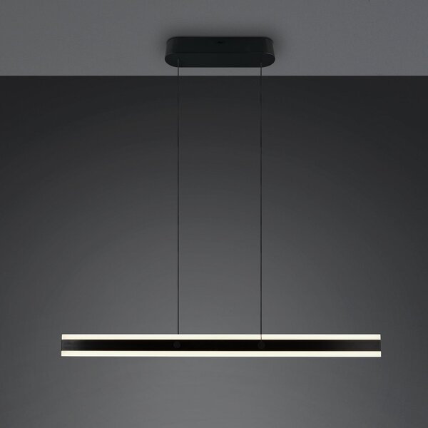 Trio Lighting Κρεμαστή λάμπα LED Arcola, μαύρη, μήκος 115 cm, CCT, 2 φτερά., ρυθμιζόμενος, Μαύρο, Σαλόνι / τραπεζαρία, Μέταλλο, σύγχρονο