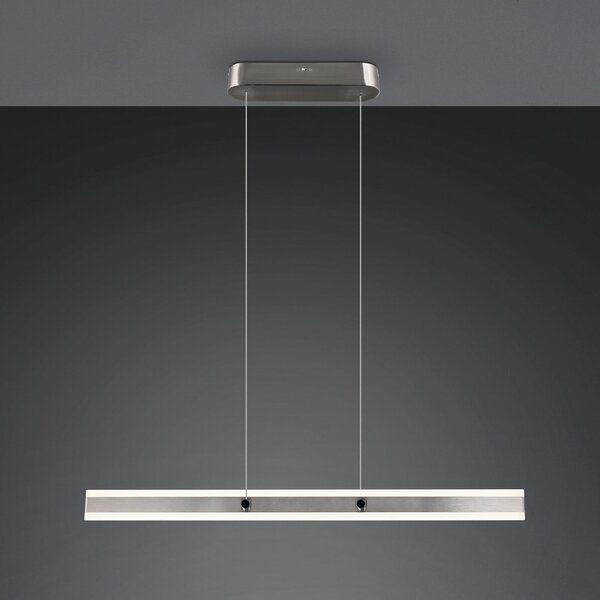 Trio Lighting Κρεμαστή λάμπα LED Arcola, χρώμα νικελίου, μήκος 115 cm CCT 2-φωτιστικά., ρυθμιζόμενος, Μεταλλικό, Σαλόνι / τραπεζαρία, Μέταλλο, σύγχρονο