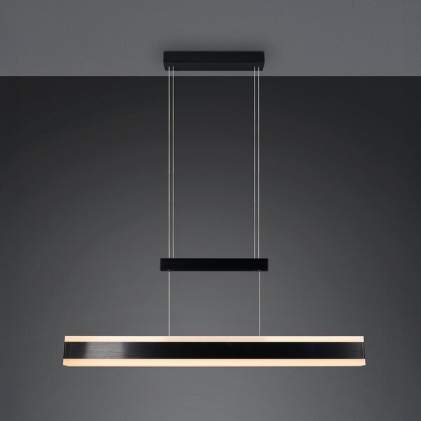 Trio Lighting Κρεμαστή λάμπα LED Arcola μαύρη, μήκος 152 cm, ρυθμιστής έντασης με αφή, CCT, ρυθμιζόμενος, Μαύρο, Σαλόνι / τραπεζαρία, Μέταλλο, σύγχρονο