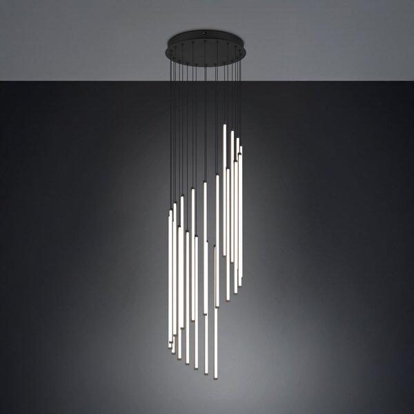 Trio Lighting Κρεμαστό φωτιστικό LED Baxter, μαύρο, Ø 37 cm, μέταλλο, ρυθμιζόμενο CCT, ρυθμιζόμενος, Μαύρο, Σαλόνι / τραπεζαρία, Μέταλλο, σύγχρονο
