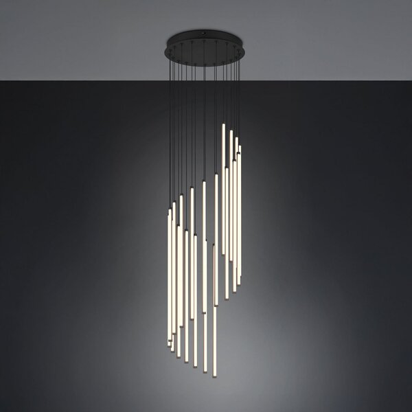 Trio Lighting Κρεμαστό φωτιστικό LED Baxter, μαύρο, Ø 37 cm, μέταλλο, ρυθμιζόμενο CCT, ρυθμιζόμενος, Μαύρο, Σαλόνι / τραπεζαρία, Μέταλλο, σύγχρονο