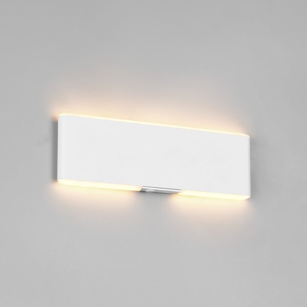 Trio Lighting LED-Akku-Wandlampe Conchita, πλάτος 22 cm, λευκό, μέταλλο, CCT, ρυθμιζόμενος, Λευκό, Σαλόνι / τραπεζαρία, Μέταλλο, σύγχρονο