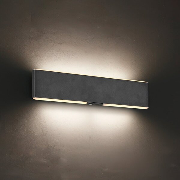 Trio Lighting LED-Ακουστική λάμπα τοίχου Conchita, πλάτος 32 cm, μαύρο, μέταλλο, ρυθμιζόμενος, Μαύρο, Σαλόνι / τραπεζαρία, Μέταλλο, σύγχρονο