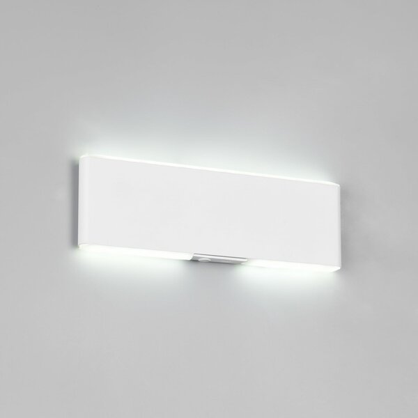 Trio Lighting LED-Akku-Wandlampe Conchita, πλάτος 22 cm, λευκό, μέταλλο, CCT, ρυθμιζόμενος, Λευκό, Σαλόνι / τραπεζαρία, Μέταλλο, σύγχρονο