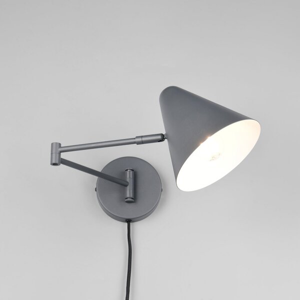 Trio Lighting Φωτιστικό τοίχου Cosima, ανθρακί, προβολή 54 cm, μέταλλο, Μαύρο, Σαλόνι / τραπεζαρία, Μέταλλο, σύγχρονο