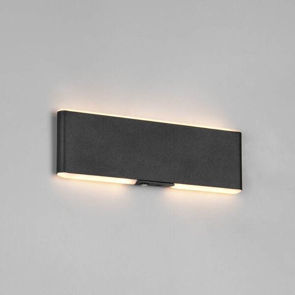 Trio Lighting LED-Akku-Wandlampe Conchita, πλάτος 22 cm, μαύρο, μέταλλο, ρυθμιζόμενος, Μαύρο, Σαλόνι / τραπεζαρία, Μέταλλο, σύγχρονο