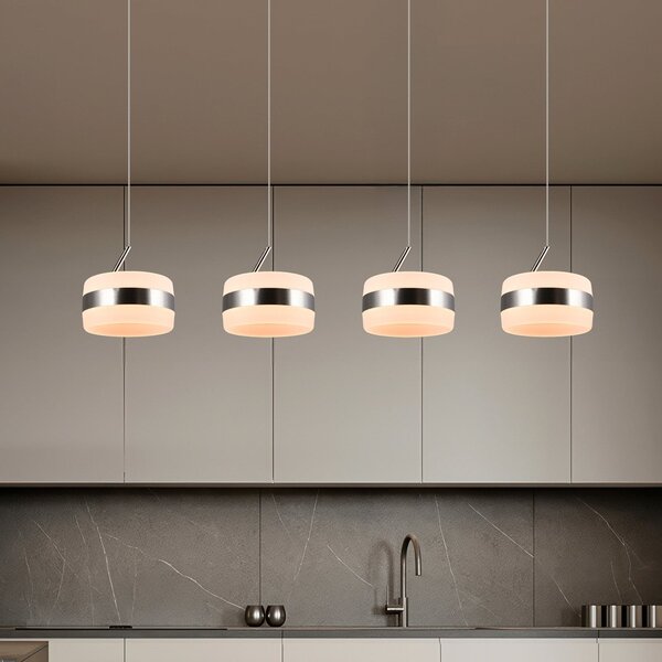 Trio Lighting Κρεμαστό φωτιστικό LED Dios, χρώμα νικελίου, μήκος 85 cm, CCT, 4 φτερά., ρυθμιζόμενος, Μεταλλικό, Σαλόνι / τραπεζαρία, Μέταλλο, σύγχρονο