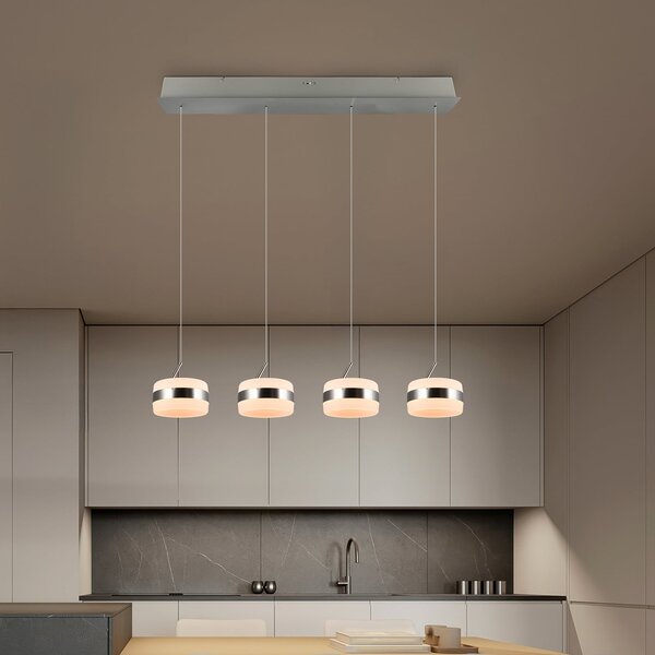 Trio Lighting Κρεμαστό φωτιστικό LED Dios, χρώμα νικελίου, μήκος 85 cm, CCT, 4 φτερά., ρυθμιζόμενος, Μεταλλικό, Σαλόνι / τραπεζαρία, Μέταλλο, σύγχρονο
