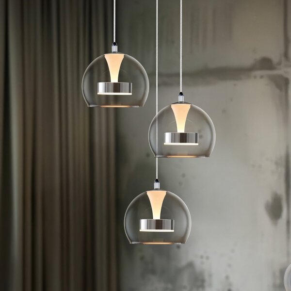 Trio Lighting Κρεμαστή λάμπα LED Flynt, Ø 42 cm χρώματος χρωμίου, μέταλλο CCT 3-φωτιστικά., ρυθμιζόμενος, Μεταλλικό, Σαλόνι / τραπεζαρία, Μέταλλο, σύγχρονο