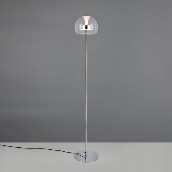 Trio Lighting Λάμπα δαπέδου LED Flynt, ύψος 130 cm, χρώμιο, μέταλλο, CCT, ρυθμιζόμενος, Μεταλλικό, Σαλόνι / τραπεζαρία, Μέταλλο, σύγχρονο