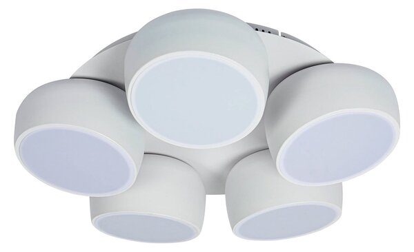 Näve LED φωτιστικό οροφής Eliora, 5 φώτα, λευκό, CCT, τηλεχειριστήριο, ρυθμιζόμενος, Λευκό, Σαλόνι / τραπεζαρία, Μέταλλο, σύγχρονο