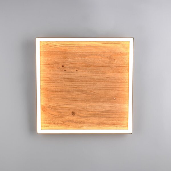 Trio Lighting LED φωτιστικό οροφής Kalea, μήκος 45 cm, χρώμα ξύλου, ξύλο, ρυθμιζόμενος, Ξύλου, Σαλόνι / τραπεζαρία, Ξύλο