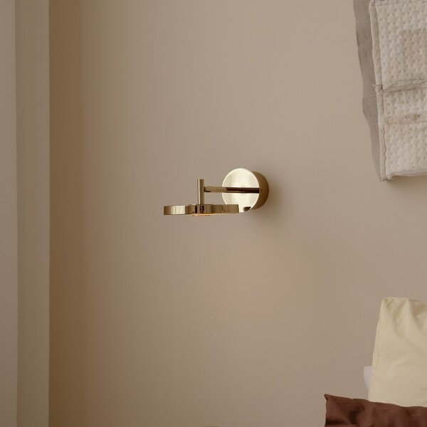 UMAGE LED-Wandlampe Asteria SHORT HW, γυαλισμένο ορείχαλκο, 28 cm, ρυθμιζόμενος, Χρυσό / Ορείχαλκου, Σαλόνι / τραπεζαρία, Μέταλλο, σχεδιασμός, Πρίζα τοίχου κάτω