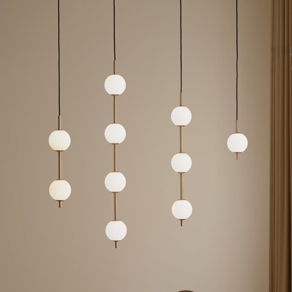UMAGE LED κρεμαστό φωτιστικό Audrey, χρώμα ορείχαλκου, 2 φτερά Ø 12 cm, ρυθμιζόμενος, Χρυσό / Ορείχαλκου, Σαλόνι / τραπεζαρία, Μέταλλο, σχεδιασμός, Σφαίρα
