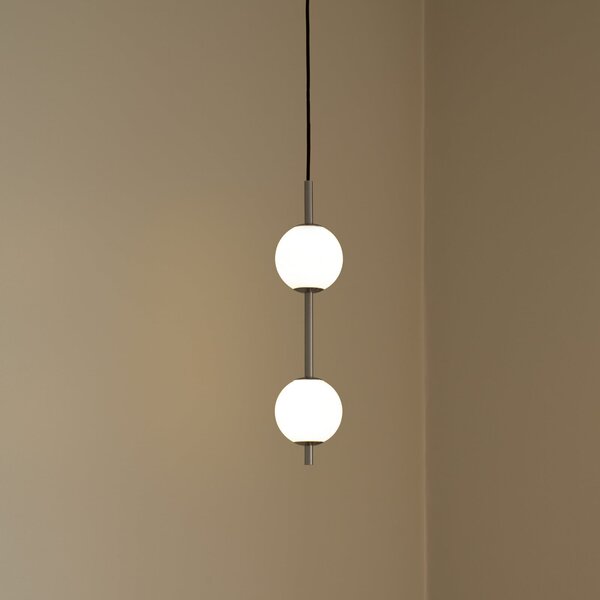 UMAGE LED κρεμαστό φωτιστικό Audrey, χρώμα χάλυβα, 2 φώτα, Ø 12 cm, ρυθμιζόμενος, Μεταλλικό, Σαλόνι / τραπεζαρία, Μέταλλο, σχεδιασμός, Σφαίρα